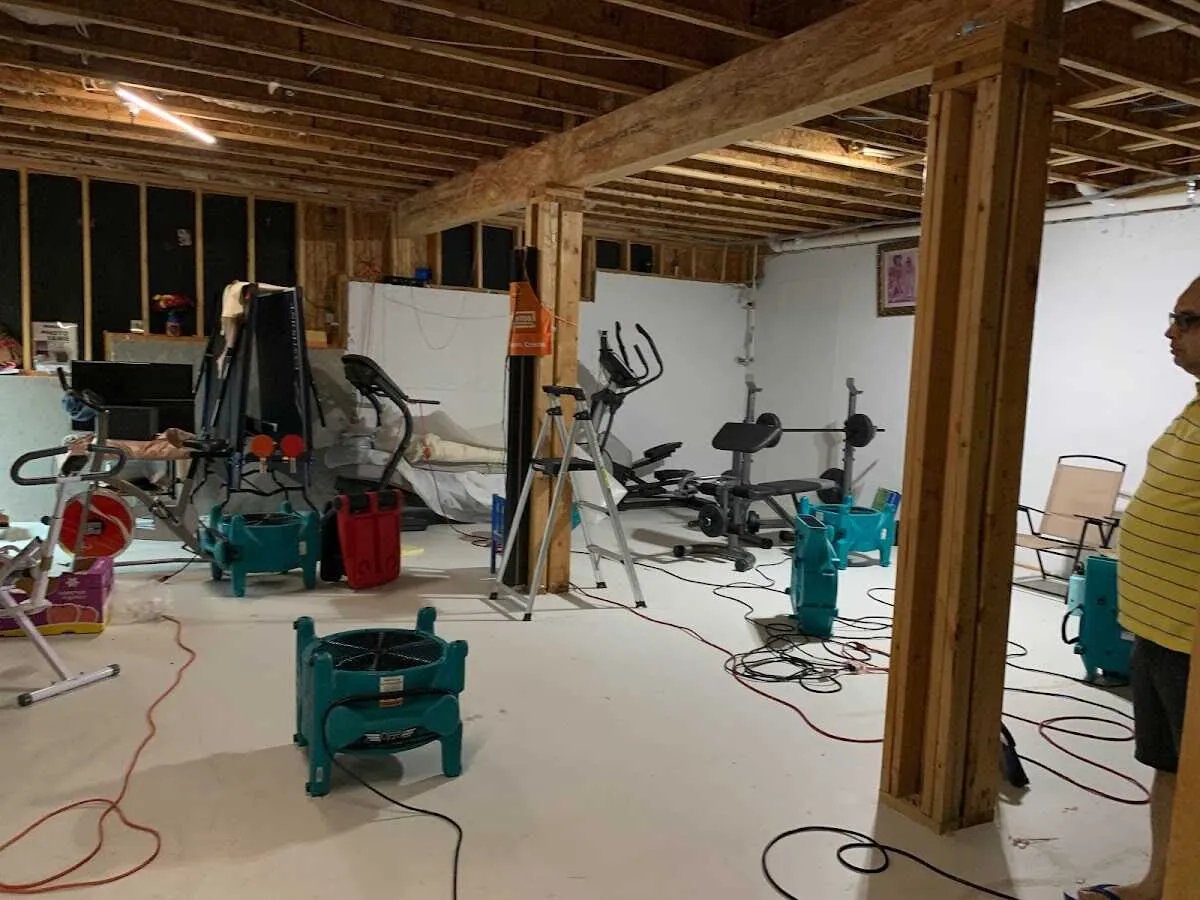 Basement drying equipment setup for Contents Cleaning & Restoration in Miamisburg